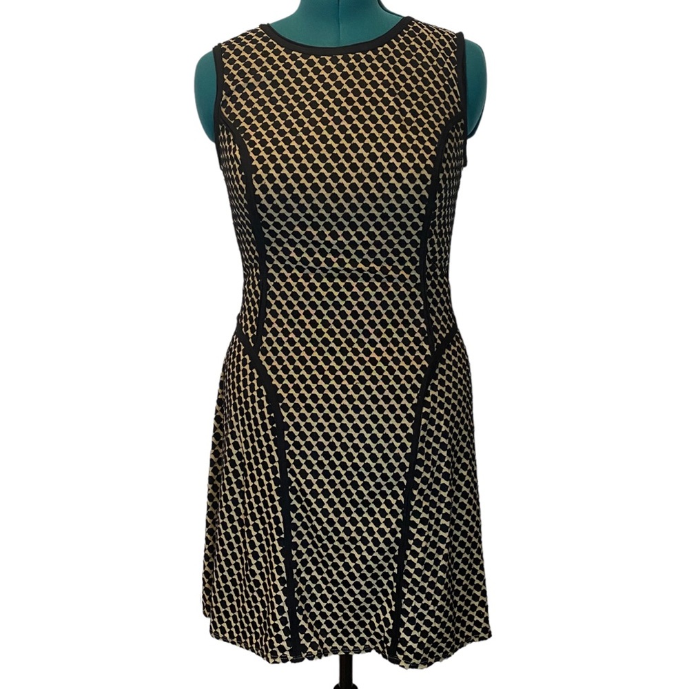 NWT MAX STUDIO Abstract Black Nude Office Dinner Mini Sleeveless Dress Large